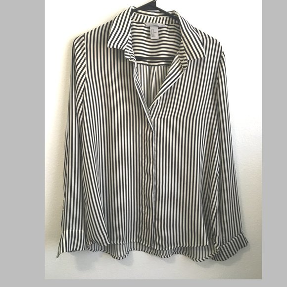 H&M Striped Covered Button-Down Shirt, Size 8/M - Picture 1 of 4